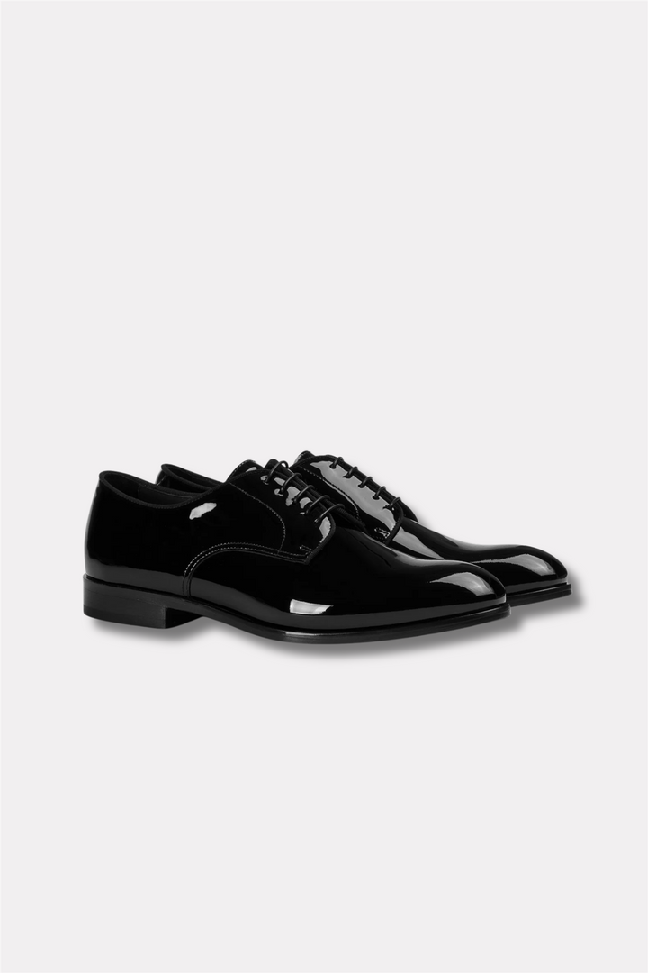 Black Patent Leather Lace-Up