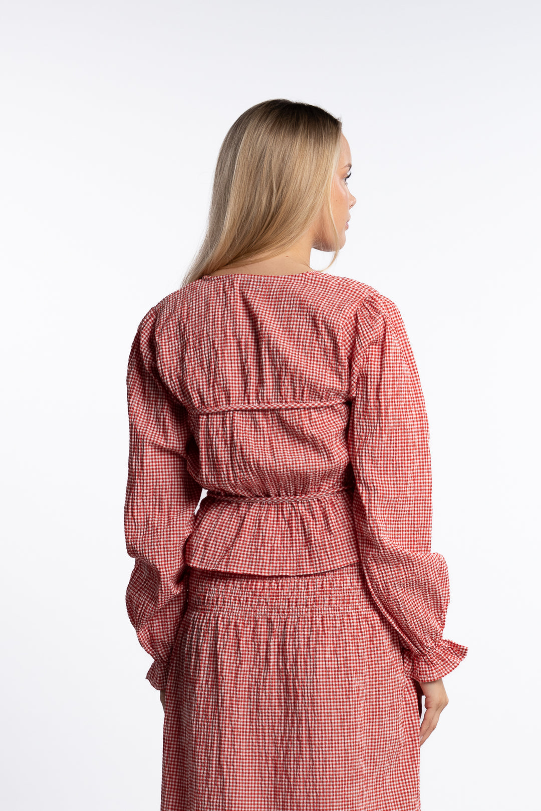 Indiana string blouse- Poppy Red Checked