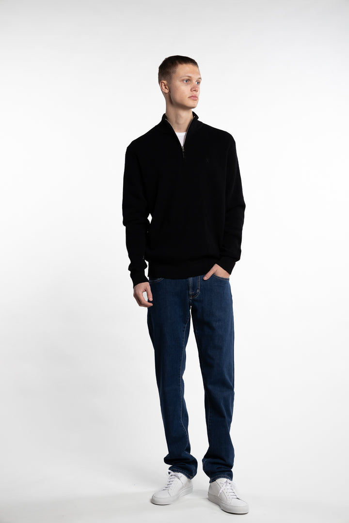 Oscar Half-Zip Knitted Jumper Black