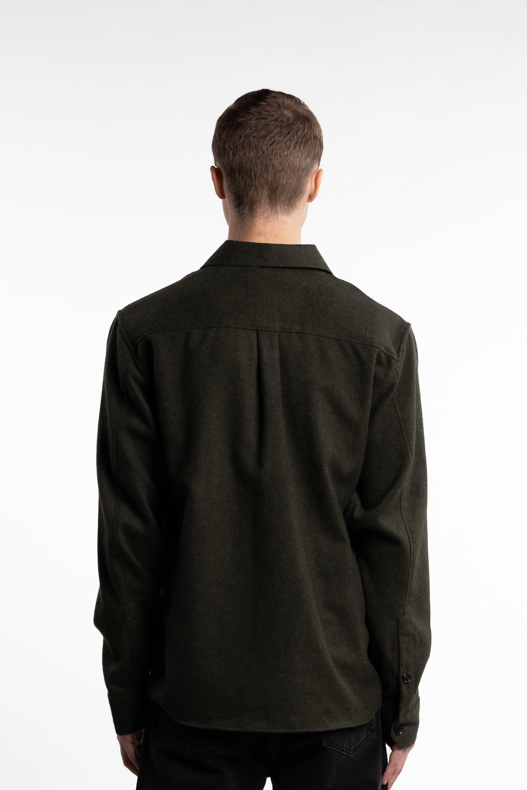 Flat Wool Overshirt Forest Green