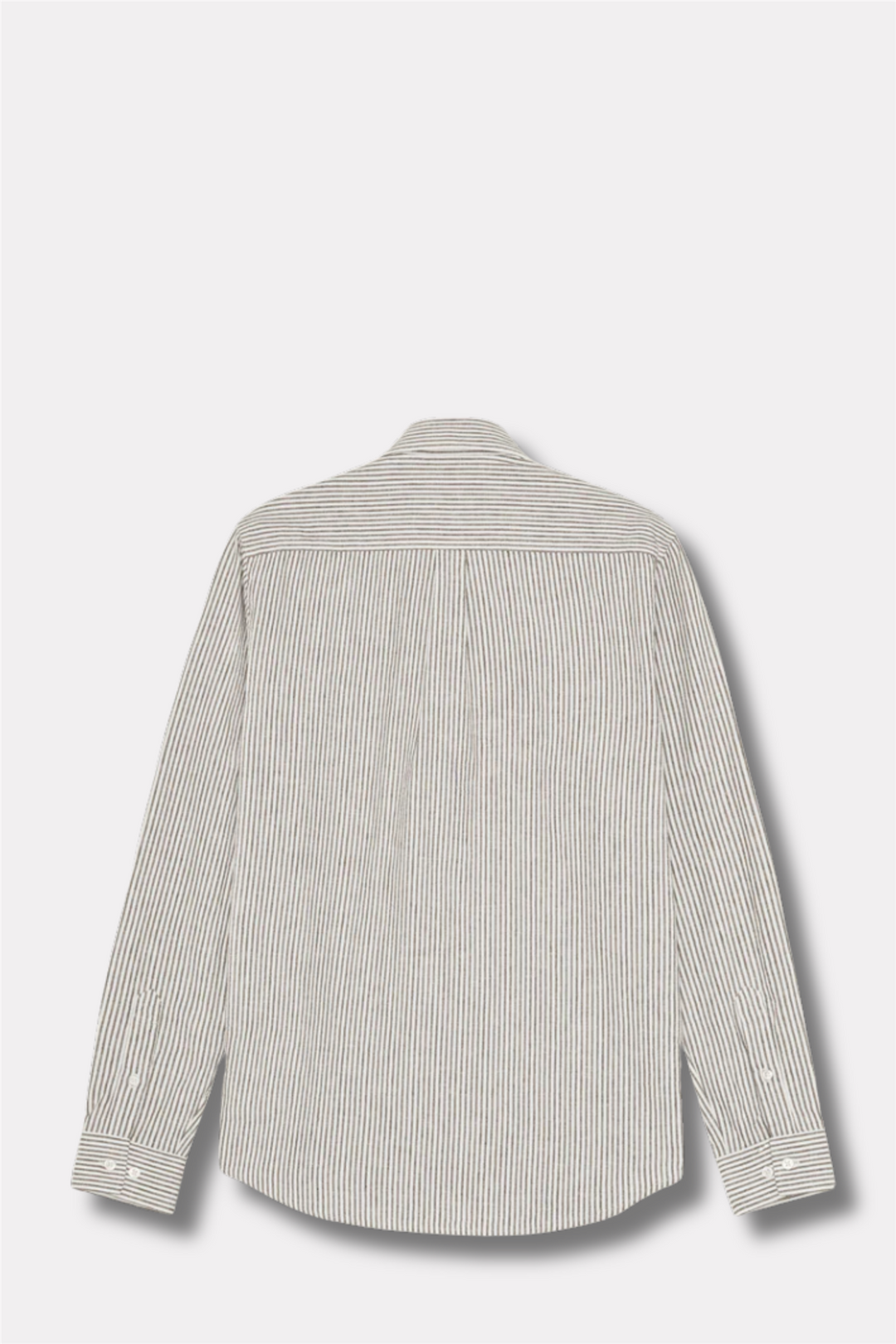 Konrad Stripe Cotton Linen Shirt Teak Brown