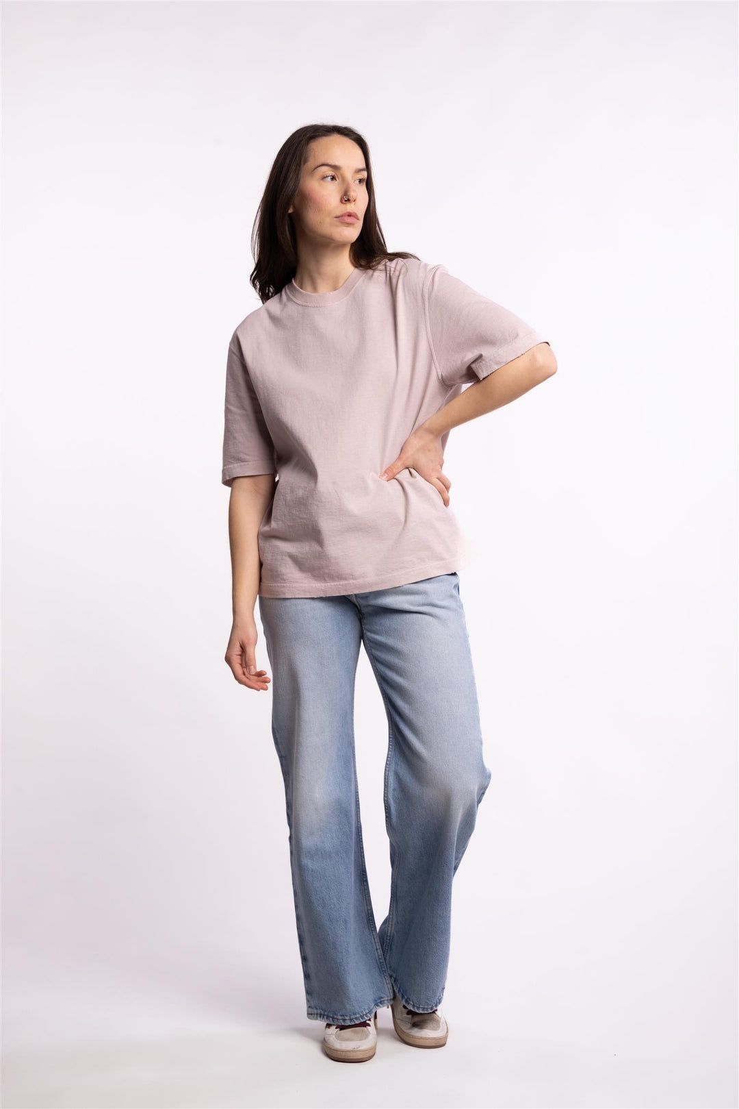 Relaxed Fit T-Shirt Logo Patch- Shadow Gray