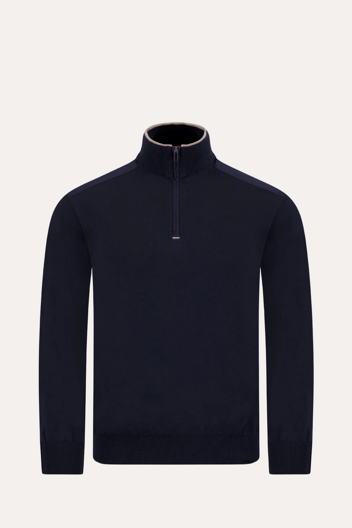 Knitted Silk/Cotton Zipped Sweater Navy