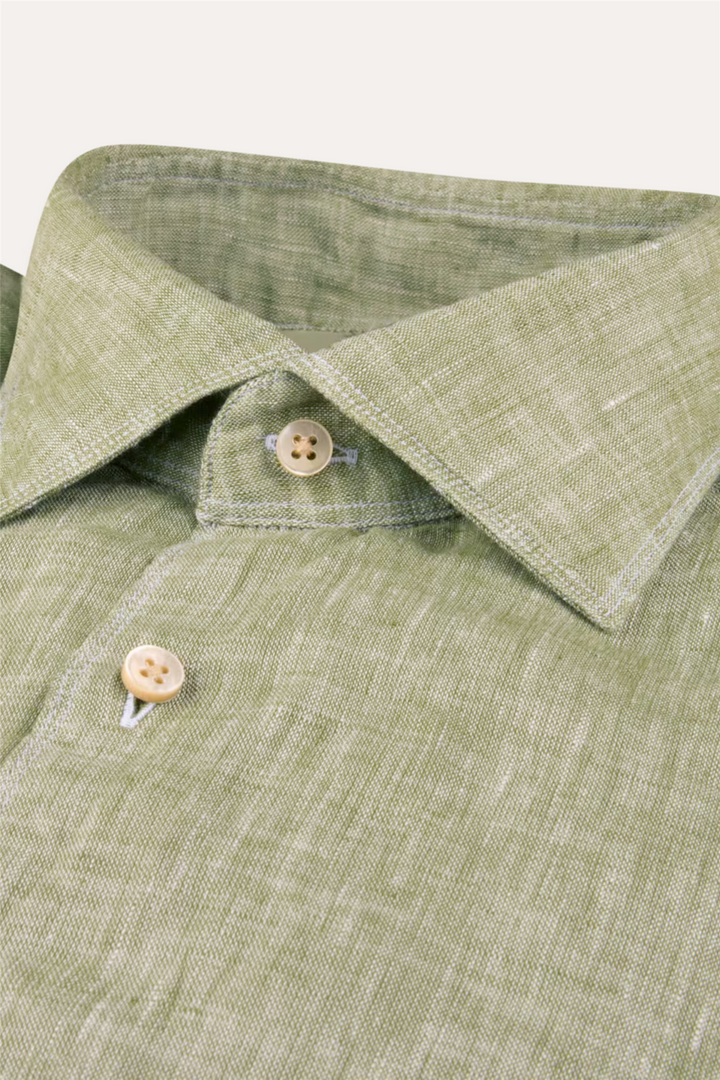Slimline Linen Shirt Green