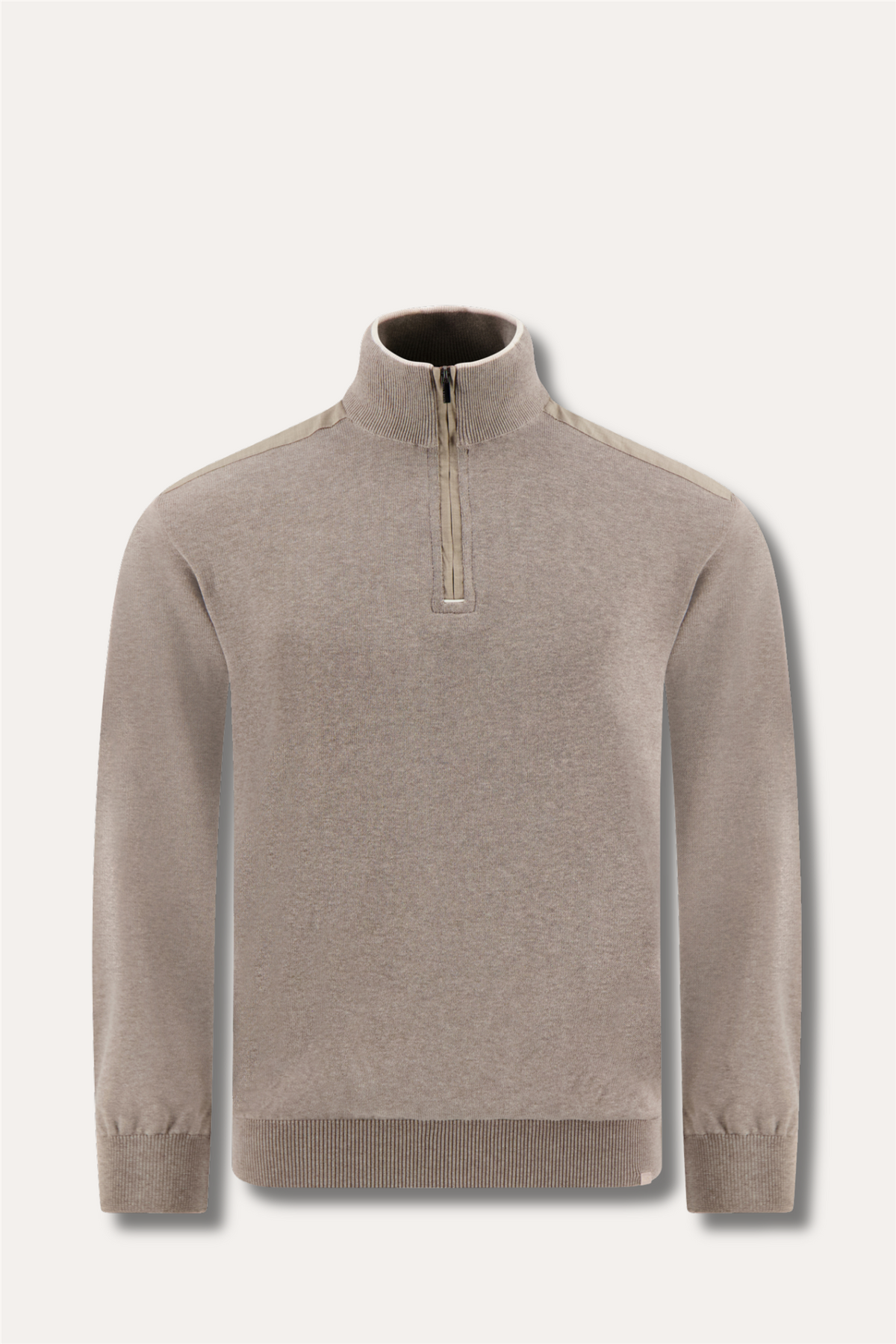 Knitted Silk/Cotton Zipped Sweater Brown