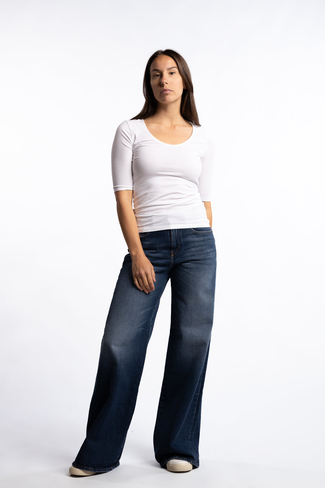 Cotton Stretch Scoop Neck Top