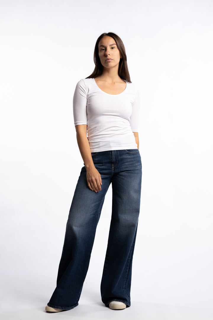 Cotton Stretch Scoop Neck Top