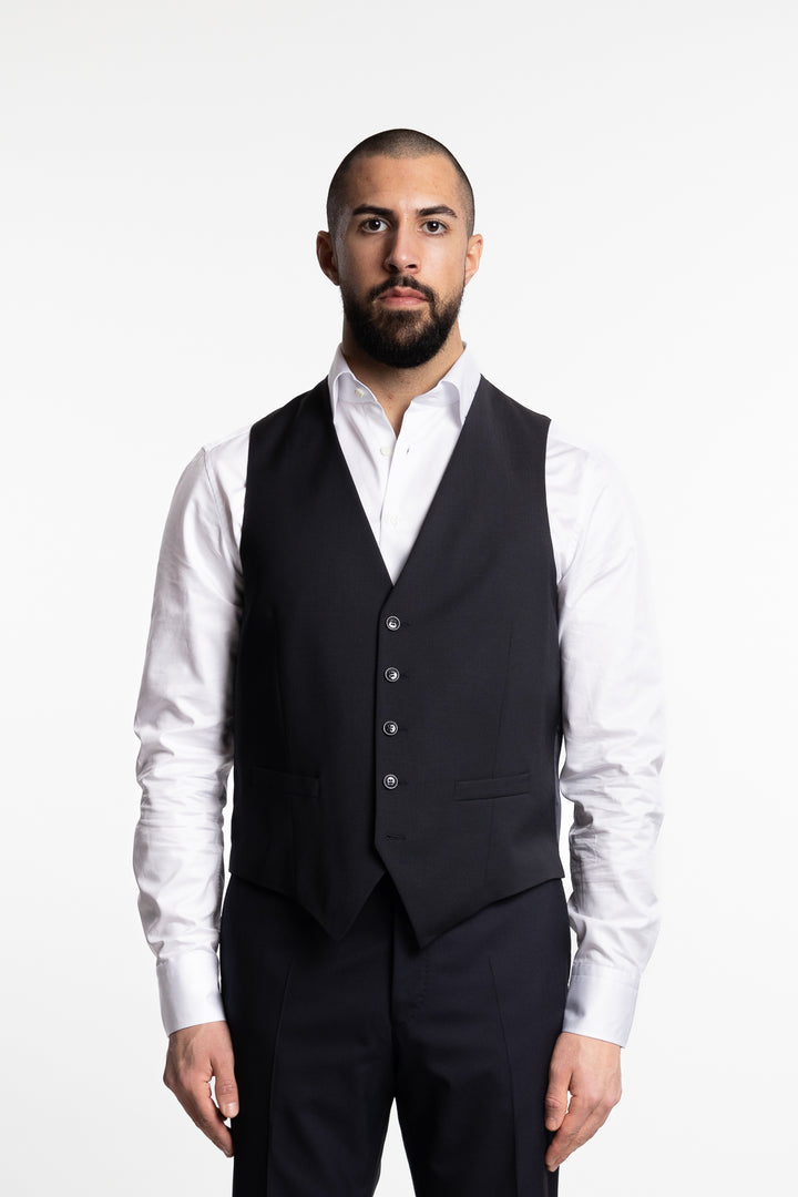 Carlo Slim Fit Wool Waistcoat Dark Navy