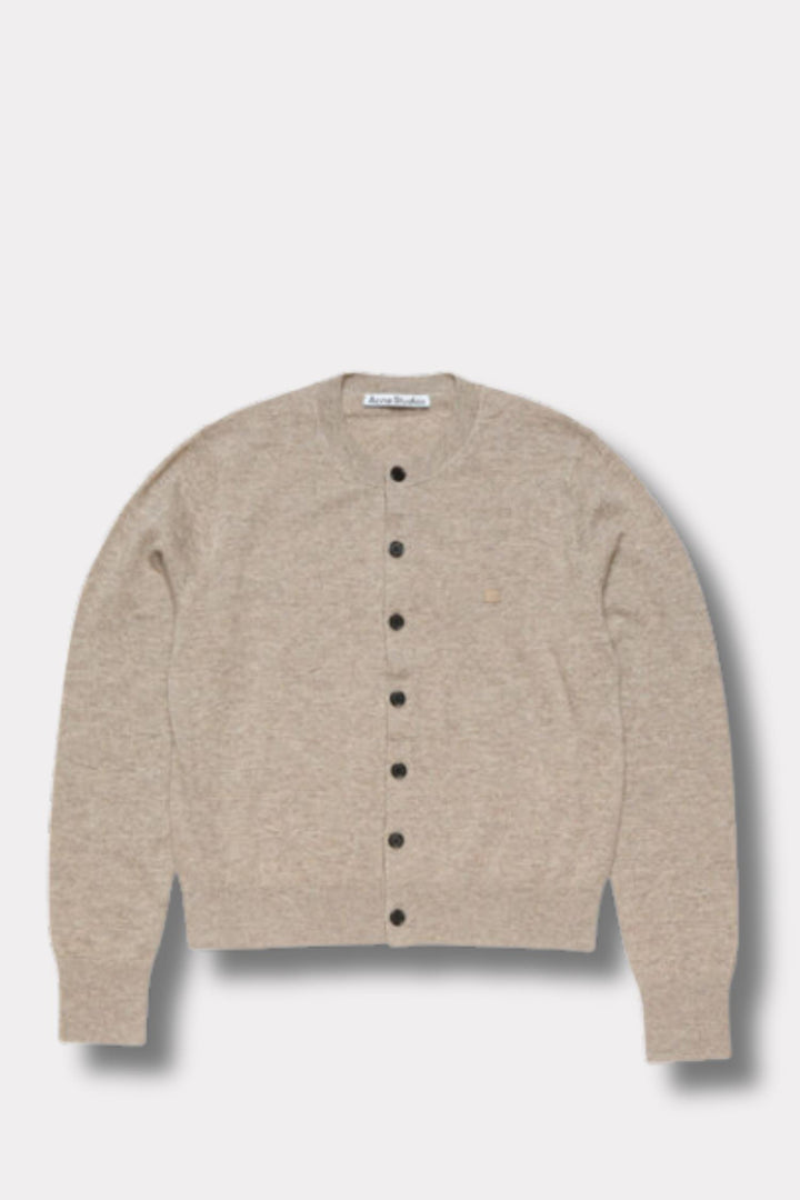 Fitted Cardigan Yak Wool- Greige Melange