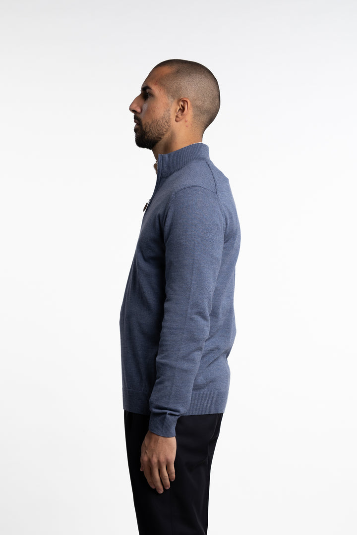 Merino Wool Half Zip Blue