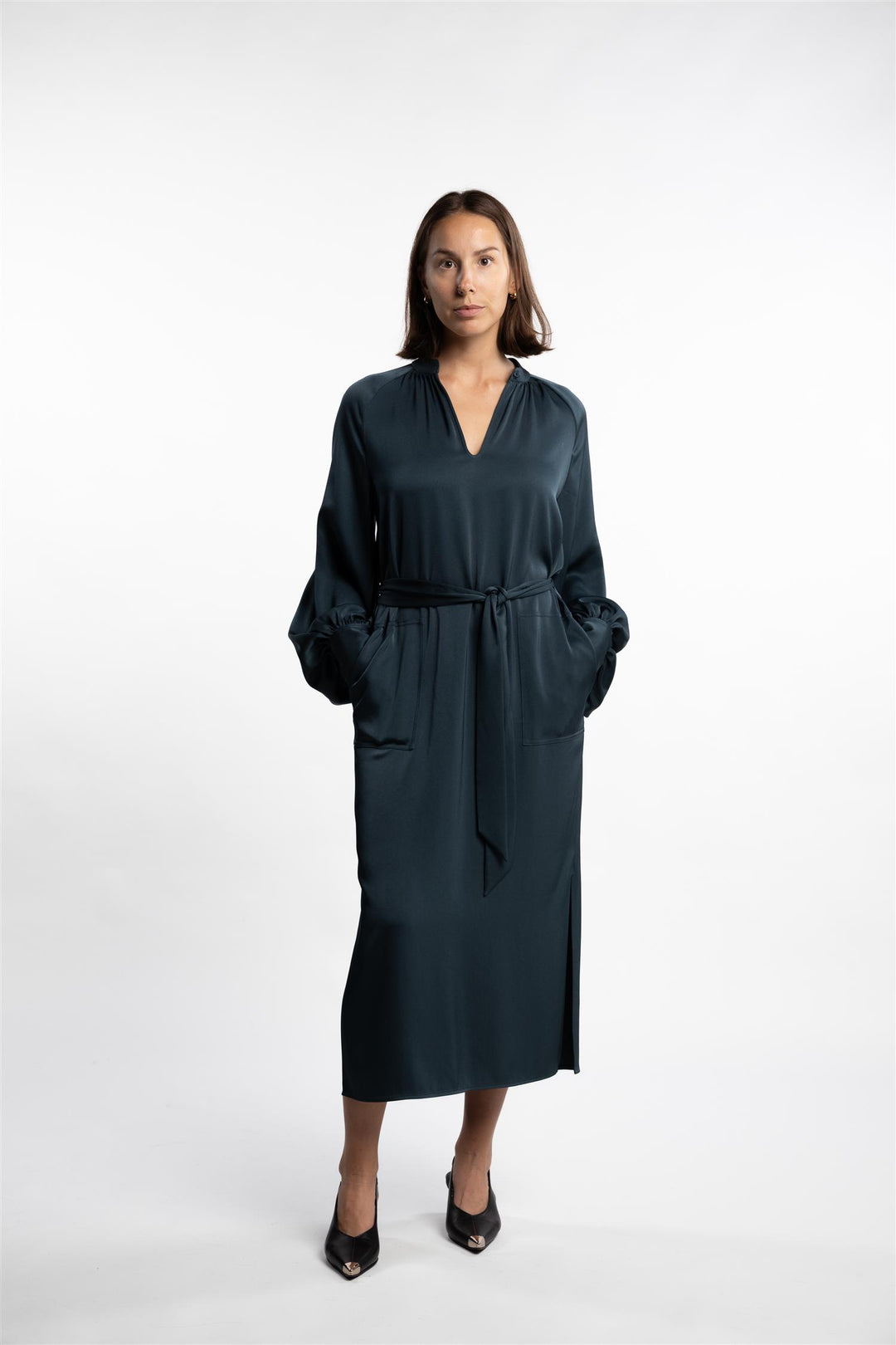 Belted Longsleeve Dress- Dawn