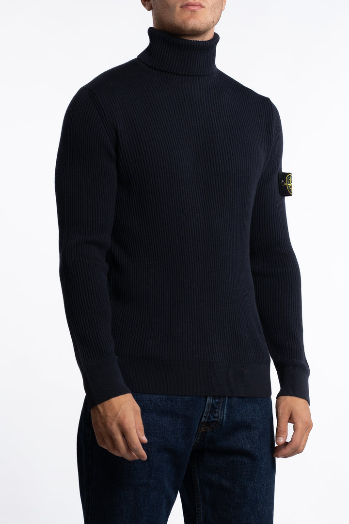 5100052 Full Rib RWS Wool Turtleneck Jumper Navy