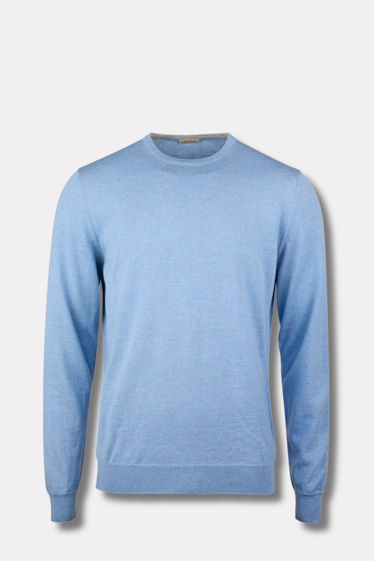 Merino Wool Crew Neck Elbow Patch Light Blue