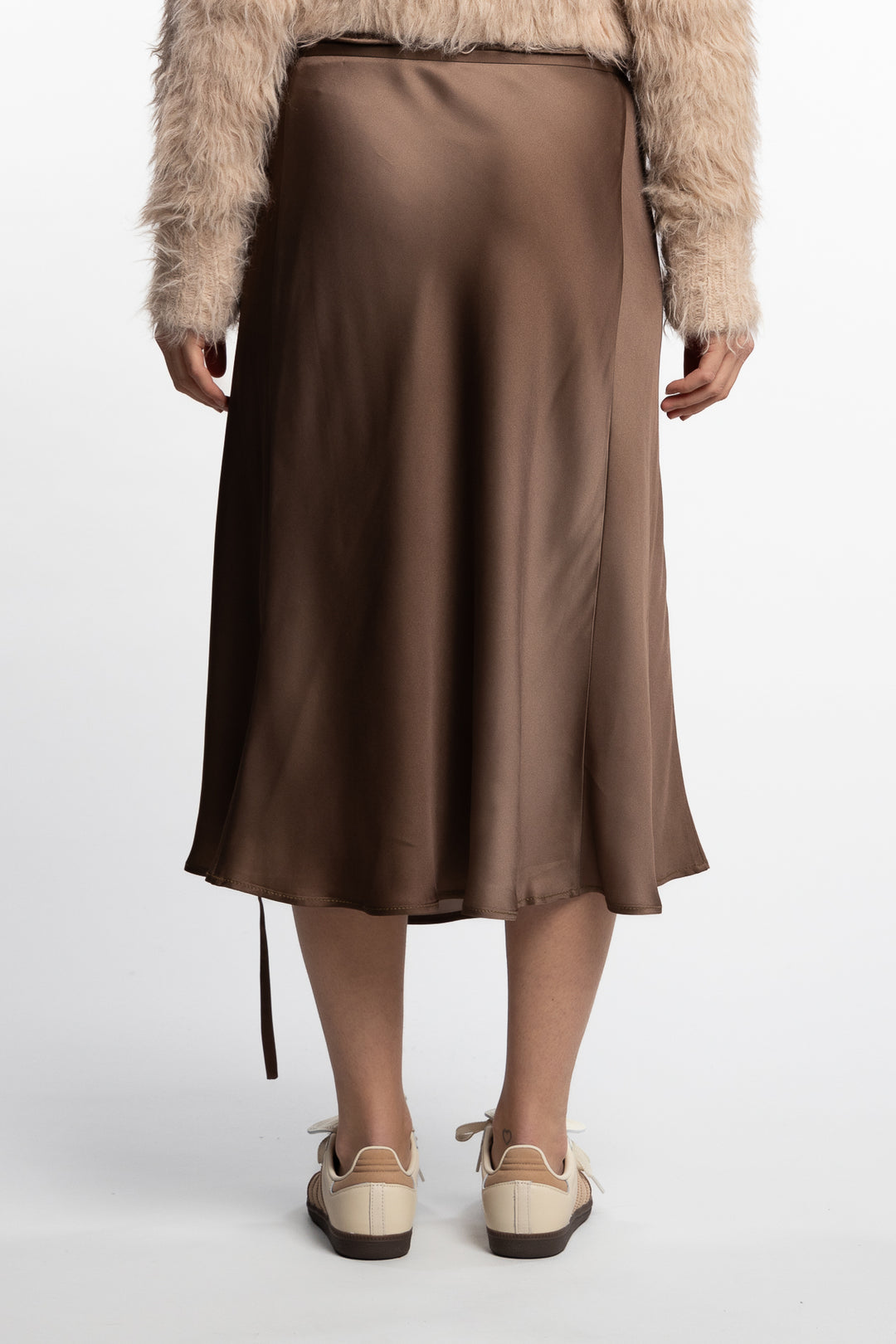 Satin Wrap Skirt- Golden Brown