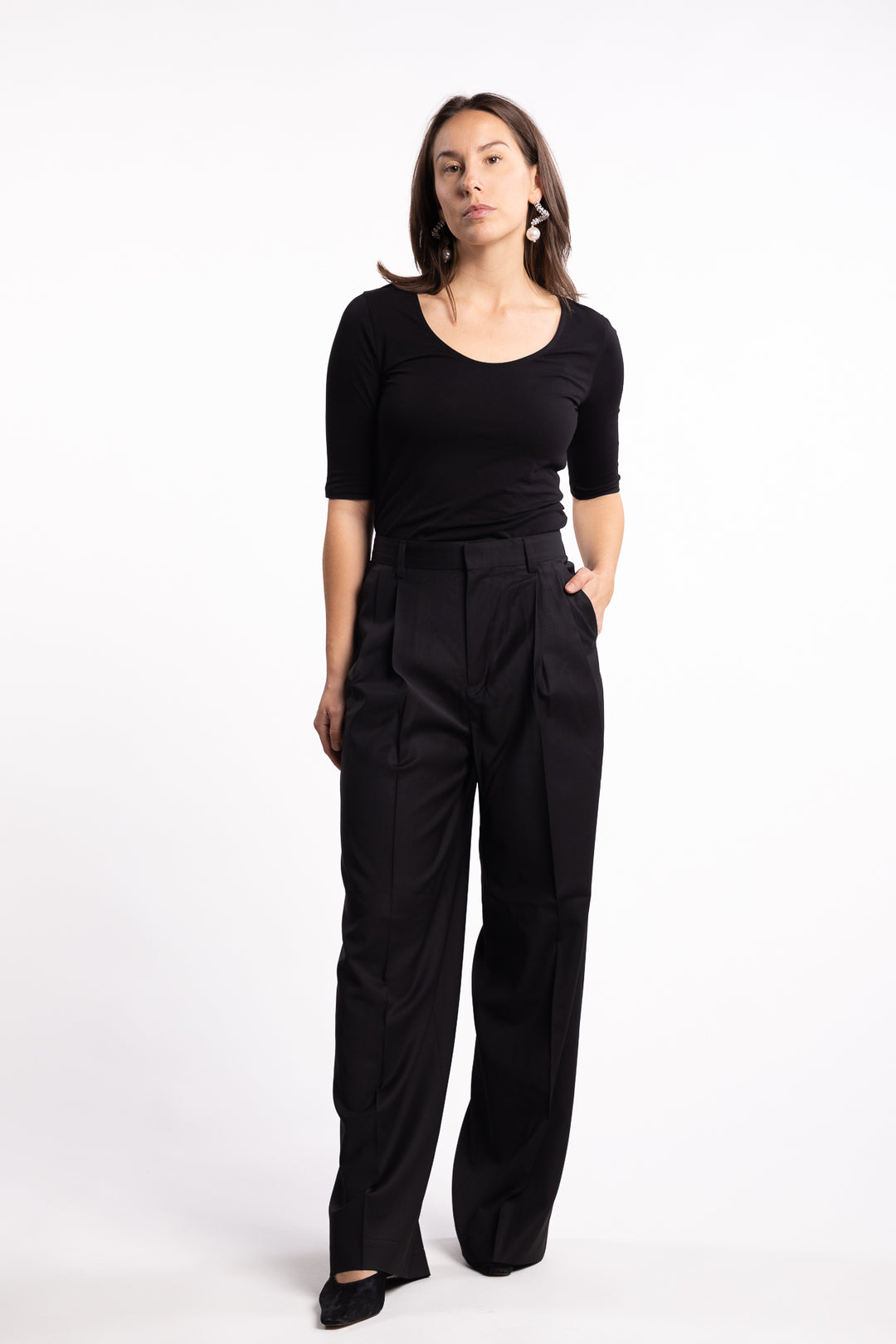Darcey Wool Trousers- Black