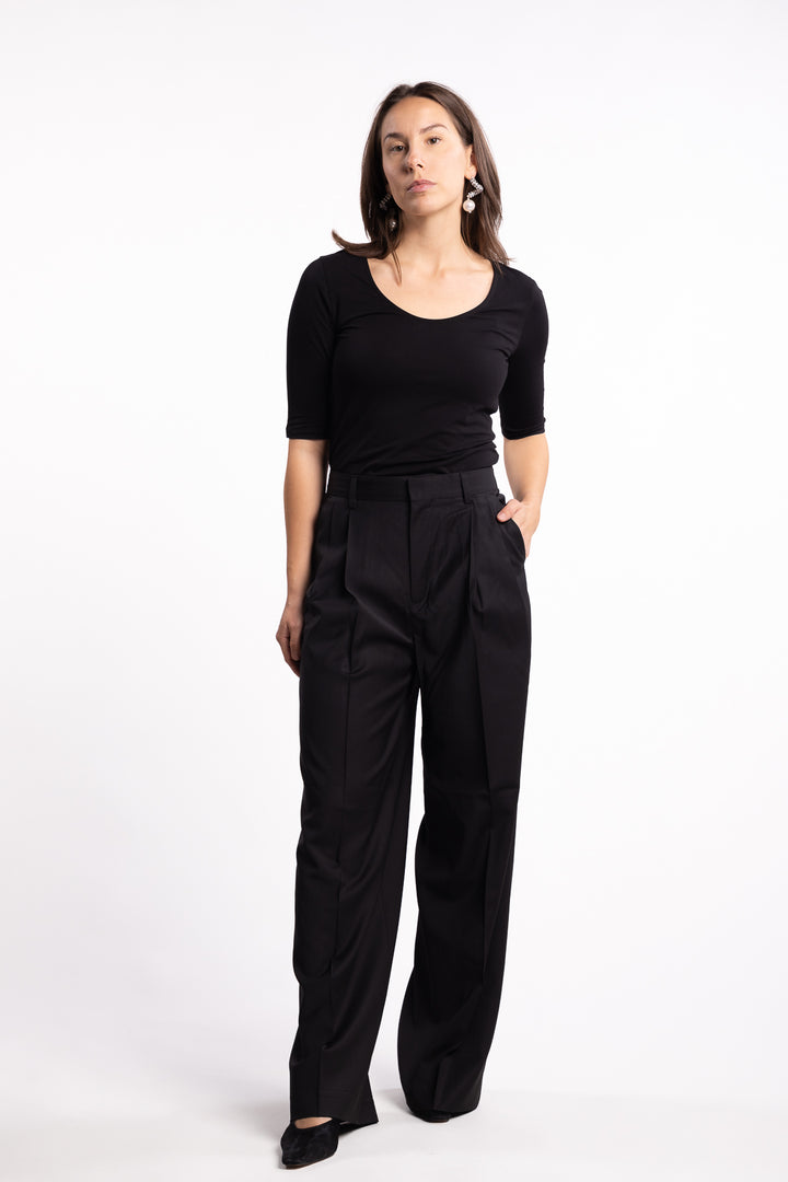 Darcey Wool Trousers- Black