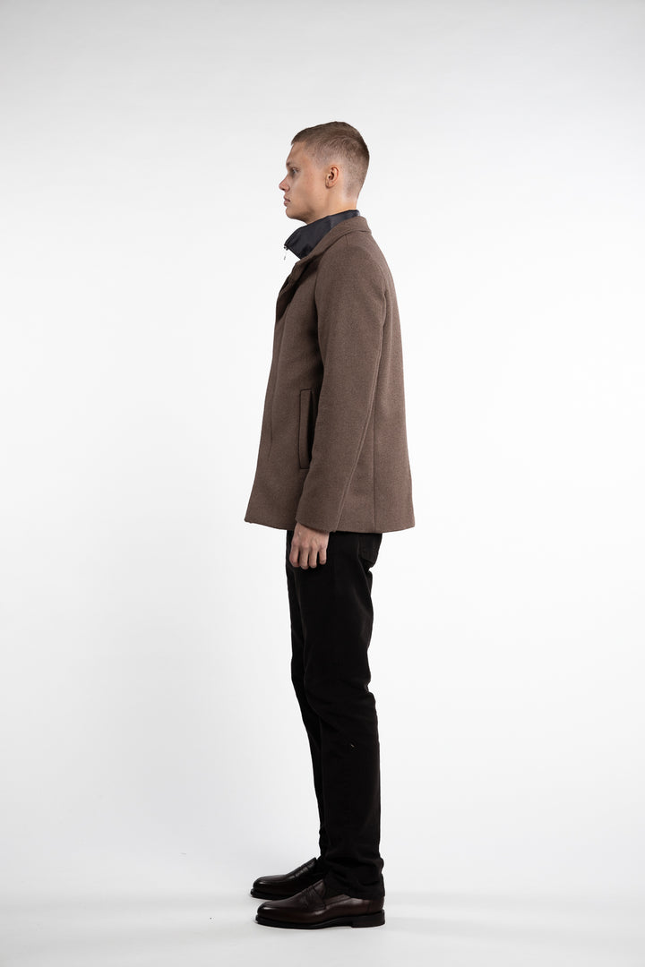 Maharvey Short Wool Coat Walnut