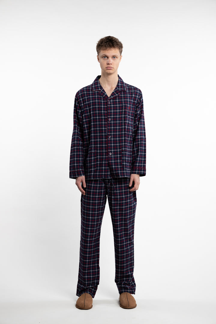 Hombre Checkered Flannel Pyjama Blue, White and Red