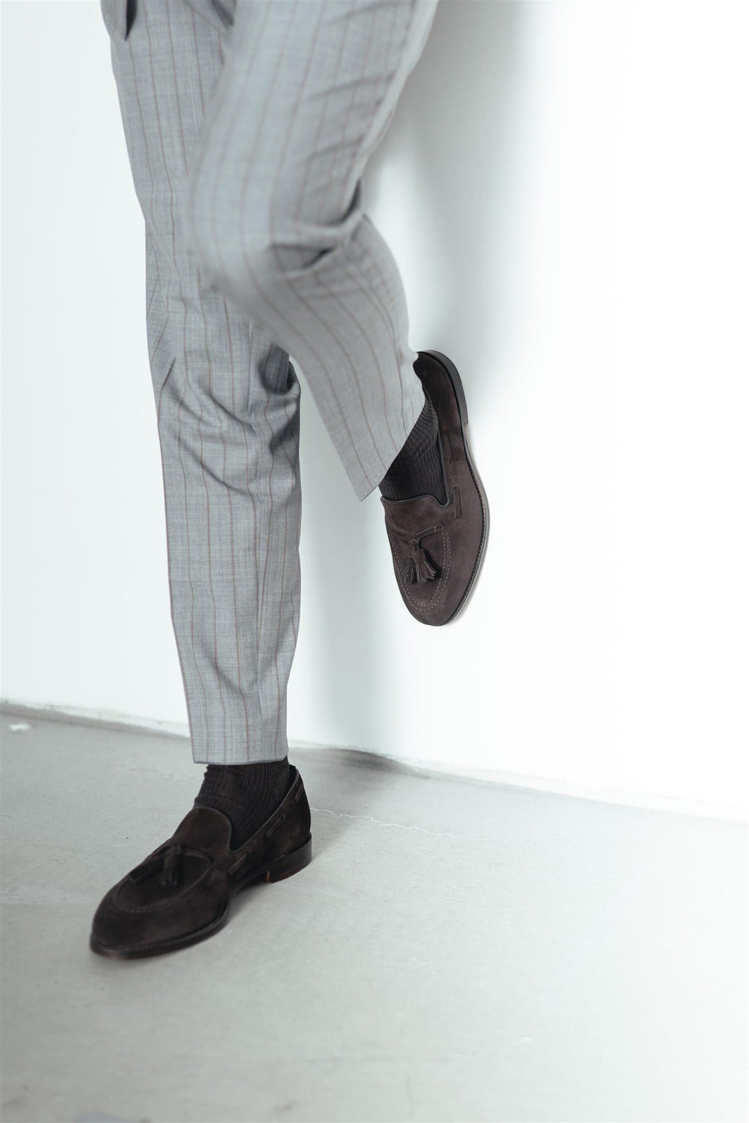 Prato Pinstripe Trousers Grey Melange