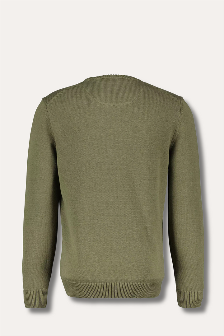 Sweater Knitted Crew Neck Organic Cotton Green