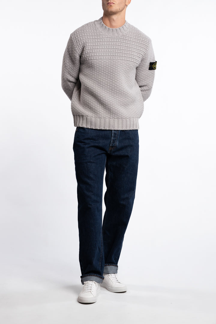 5100054 Pure Wool Mock Neck Jumper Pearl Grey