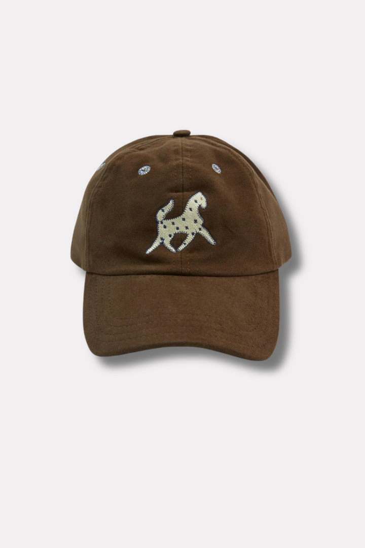 Horse Applique Moleskin Baseball Cap Brown