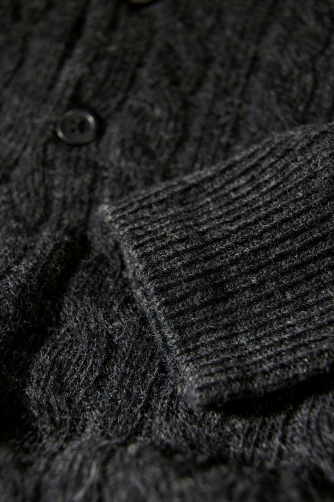 Lambswool L/S Button Polo Charcoal Mel