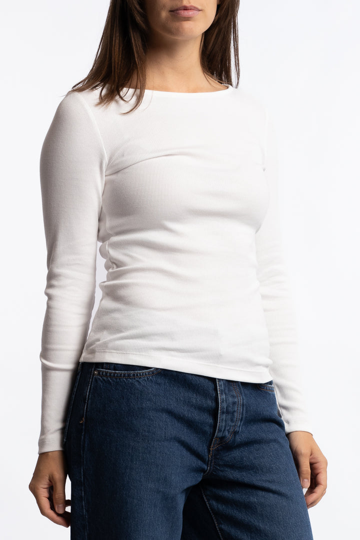 Petronella Rib Boatneck- Off-White
