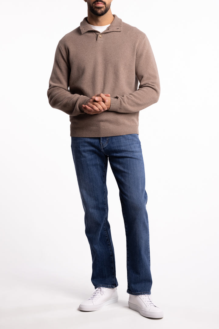 Merino Wool/Cashmere Button Neck Beige
