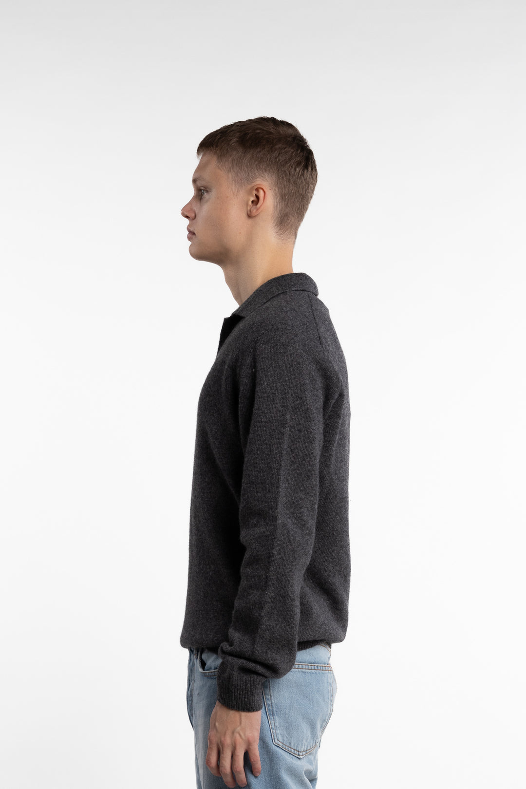 Karl Lambswool Polo Knit Dk. Grey