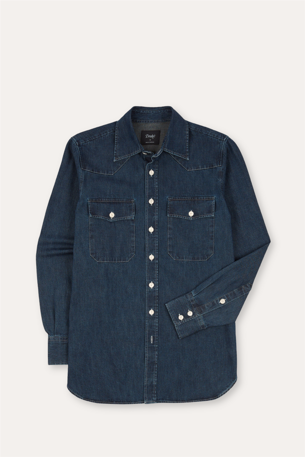 Indigo Rinse Denim Two-Pocket Western Shirt