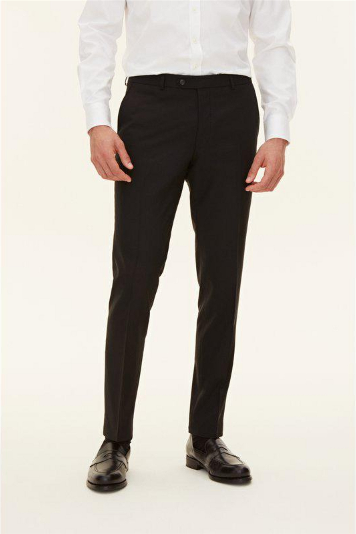 Denz Slim Fit Wool Trousers Black