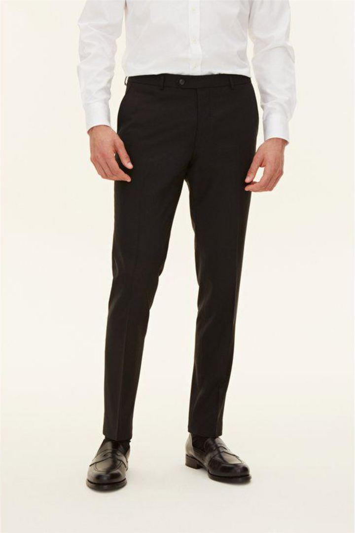 Denz Slim Fit Wool Trousers Black