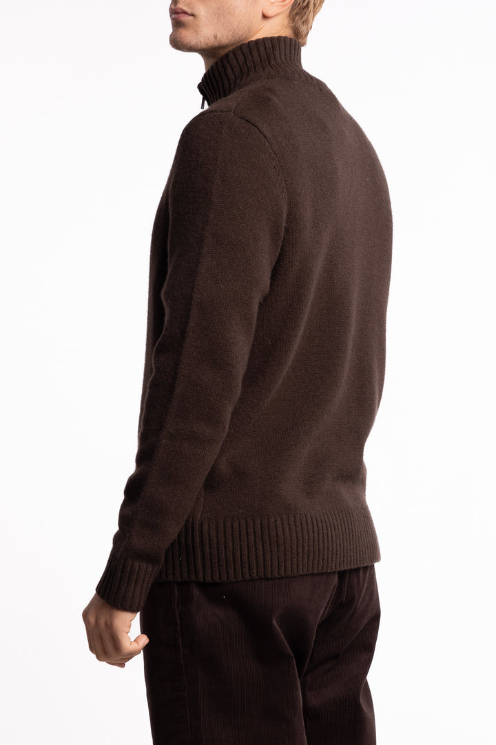 Wool Half Zip Dk. Brown