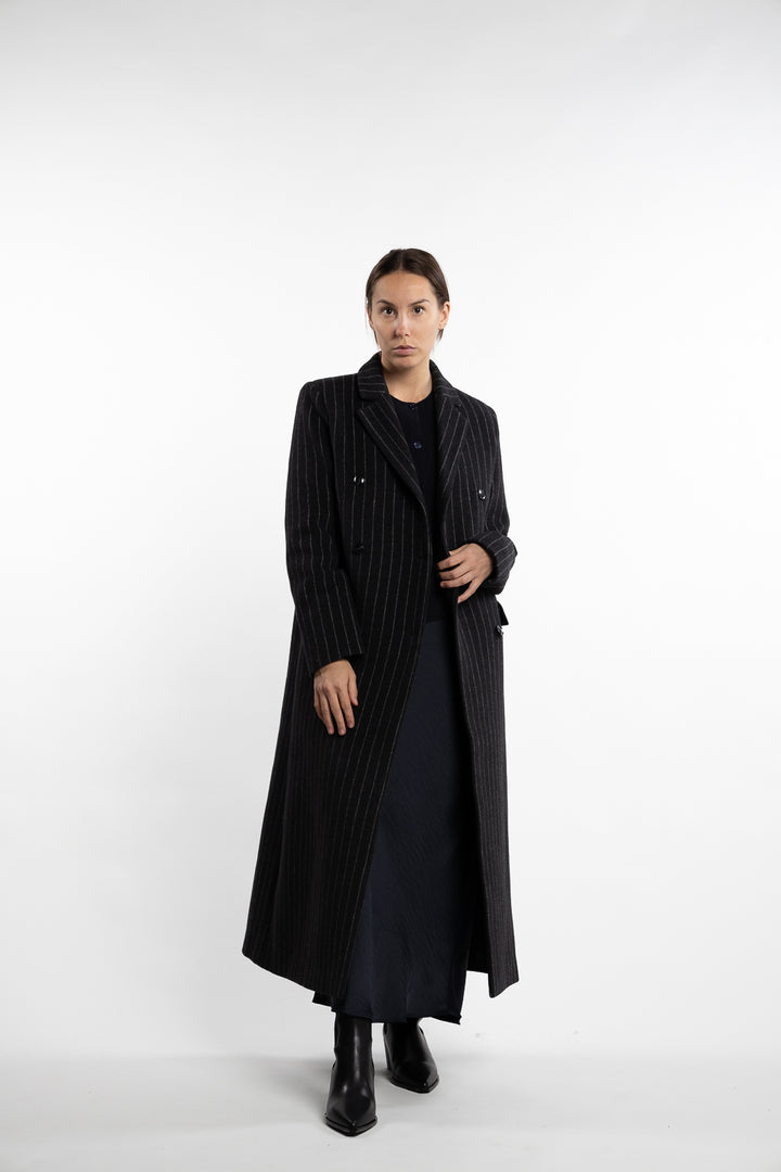 Falcon Coat 15597- Dark Grey Pinstripe