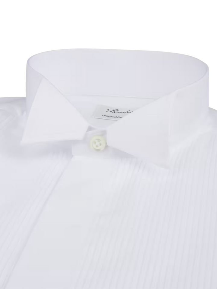 Slimline Plaza Tuxedo Smoking Shirt Wing Collar White
