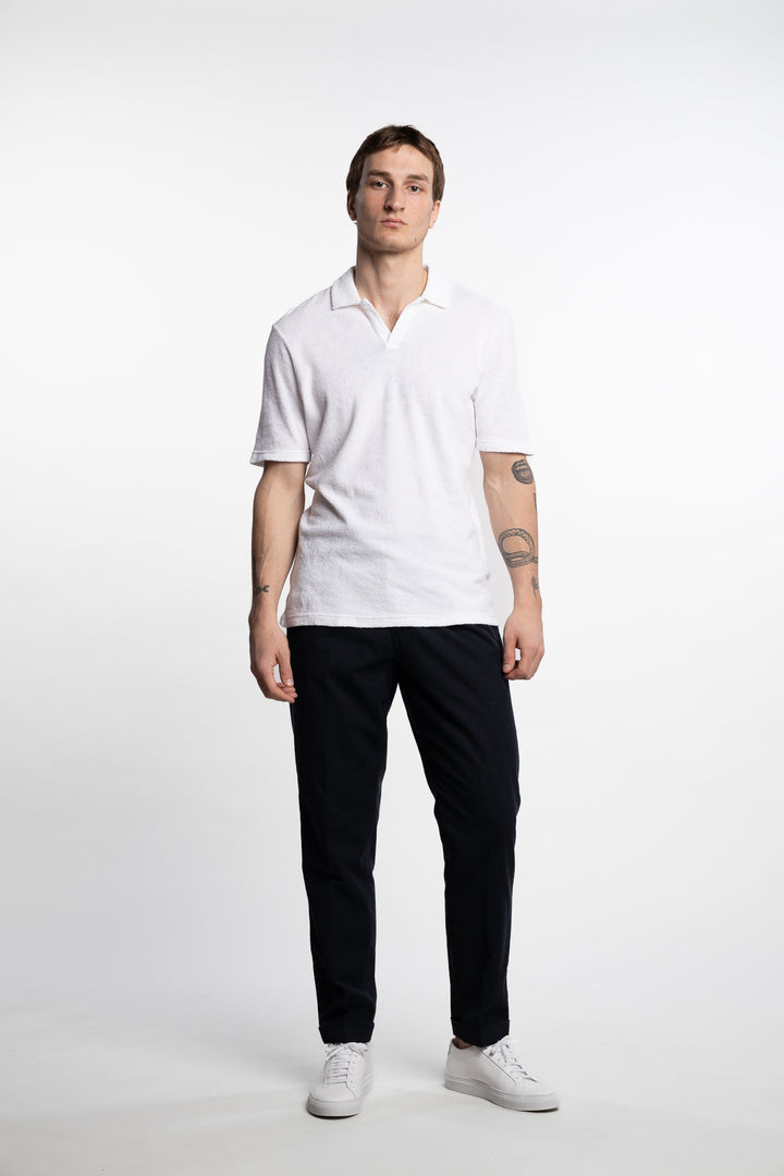 Terrycloth Polo T-Shirt Short Sleeve White