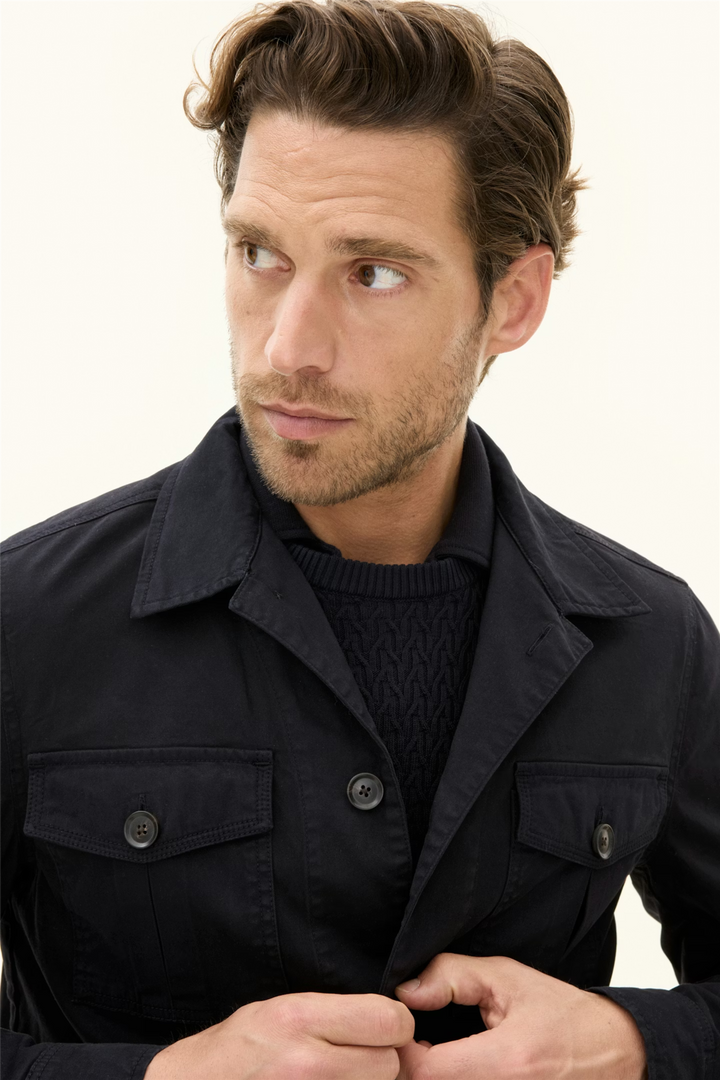 Regular Fit Safari Overshirt Bomullstwill Navy