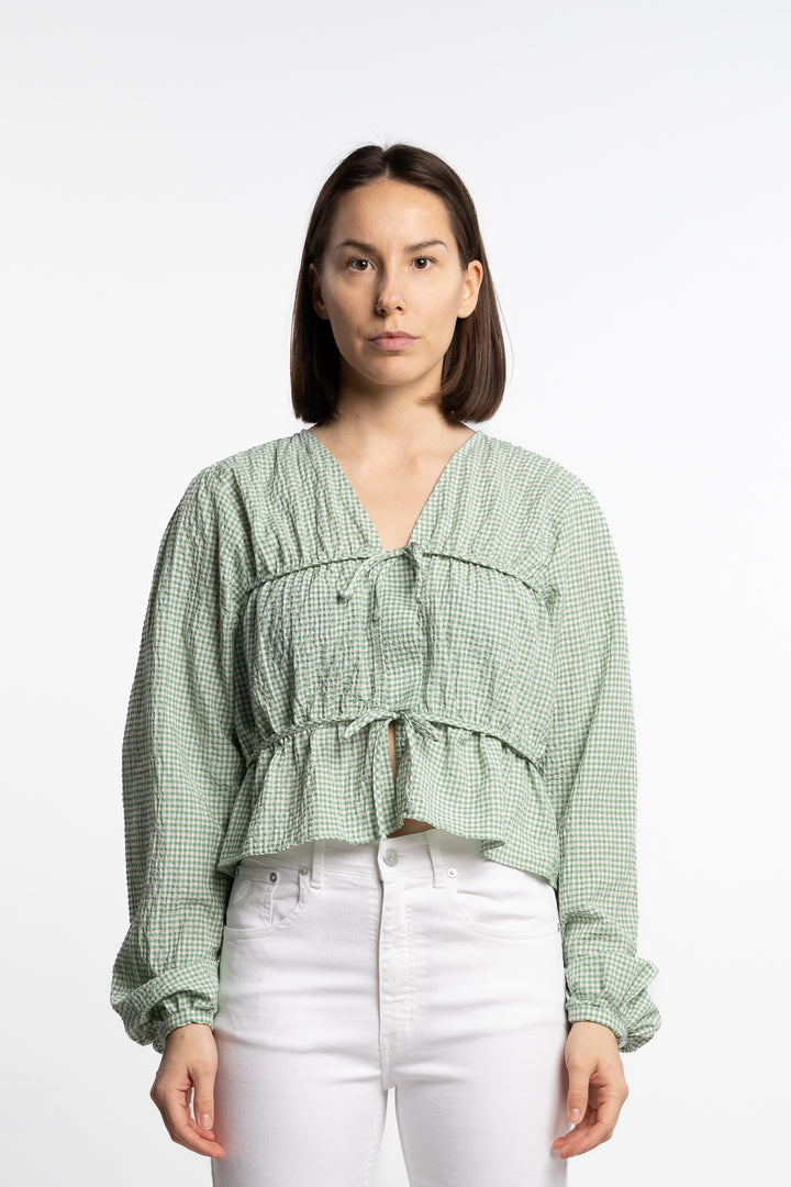 Indiana string blouse- Green/White