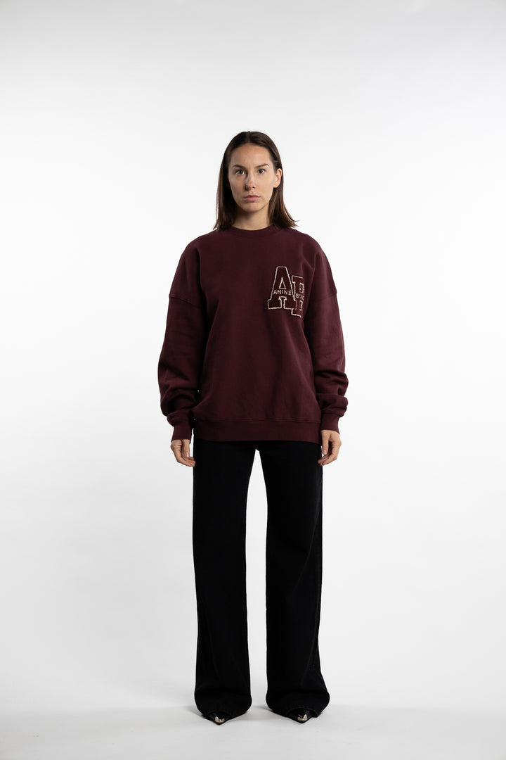 Miles Oversized Sweatshirt Letterman - Dark Burgundy