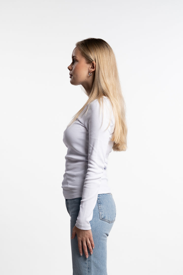 Petronella Rib Boatneck- White