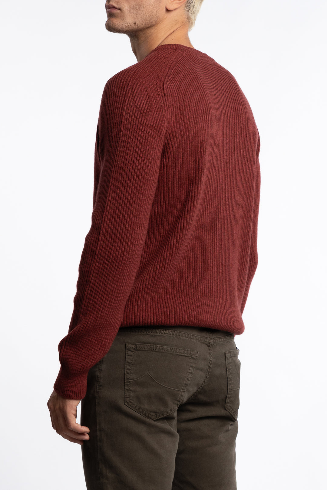 Fisherman´s Rib Virgin Wool Crew Neck Red
