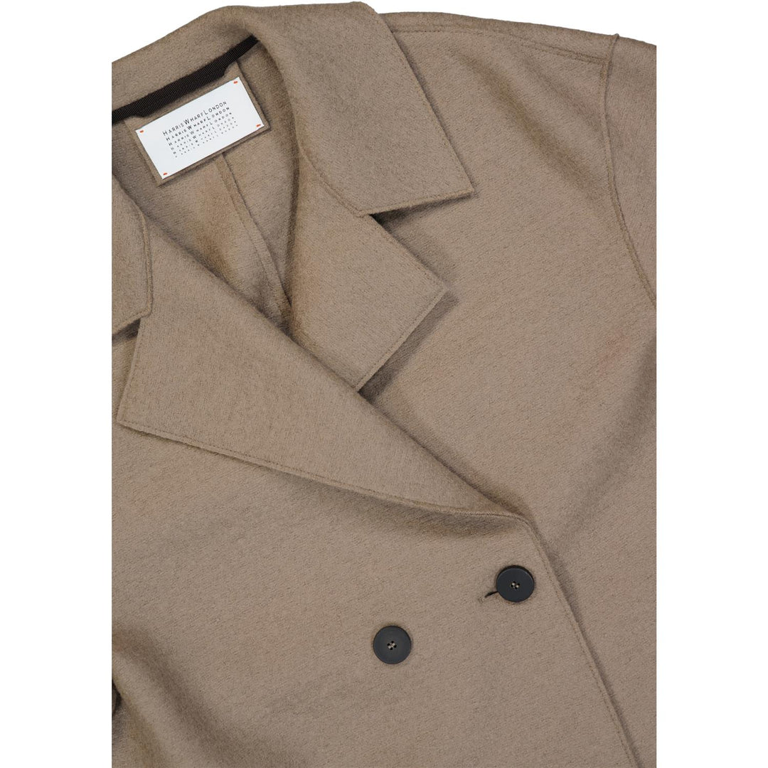 Dropped shoulders double breasted jacket pressed wool- Taupe