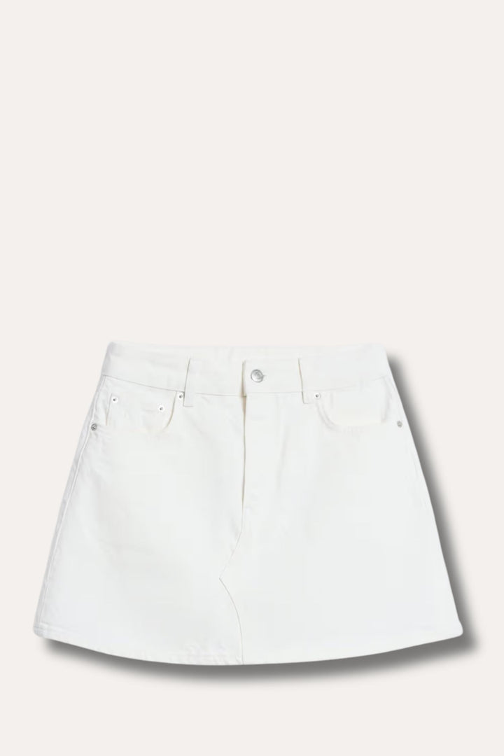 Denim Mini Skirt- White