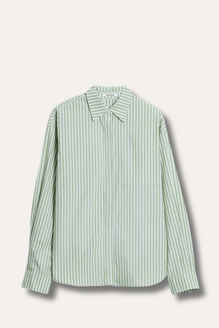 Loose stripe Shirt - Green