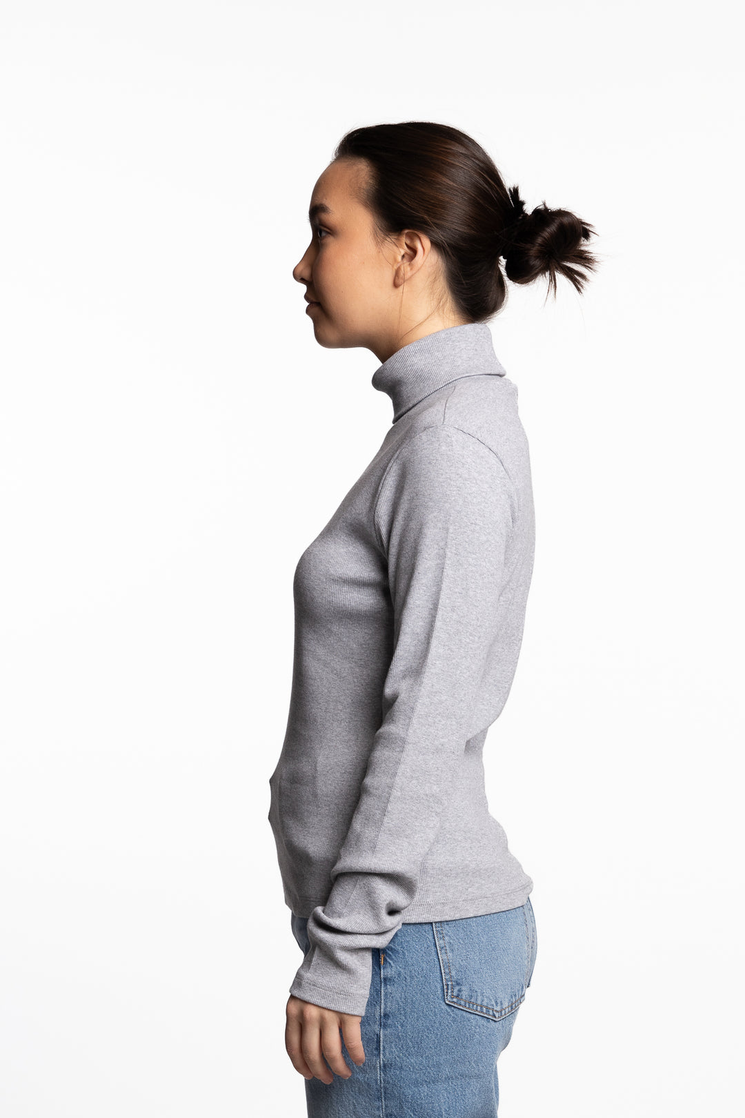 Petra Rib Turtleneck- Light Grey Melange