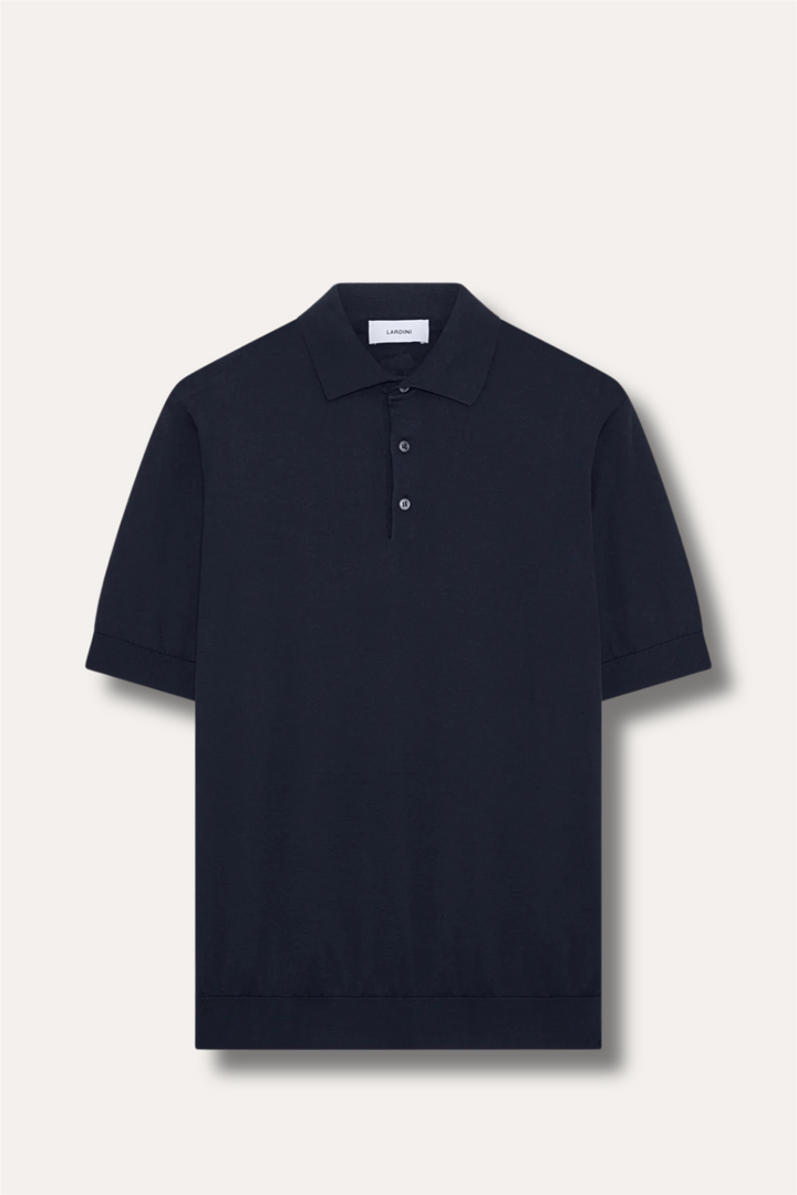 Knitted Cotton Polo Shirt Blue