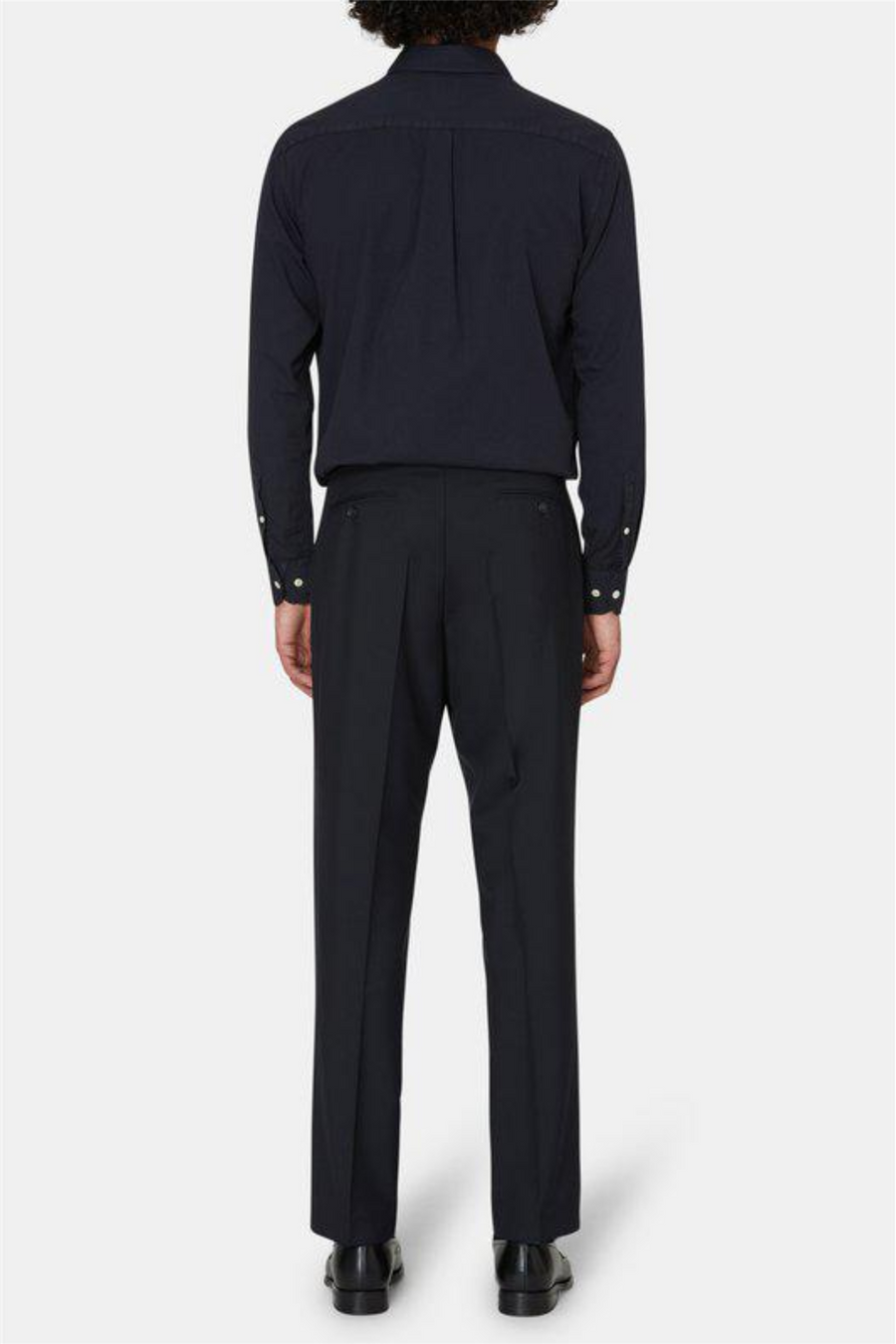 Del S Straight Fit Wool Trousers Navy