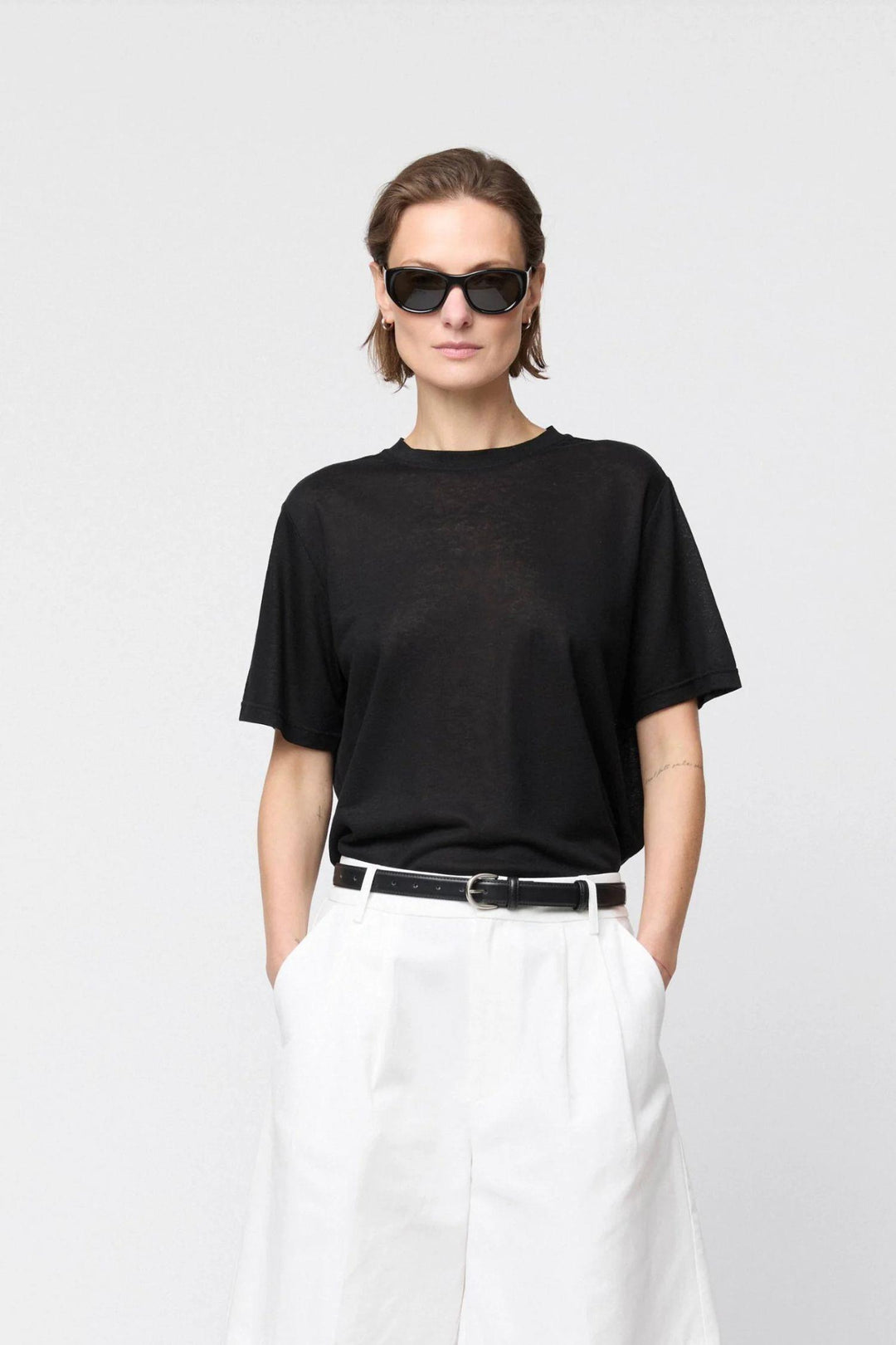 Tencel Linen Weekend Tee- Jet Black