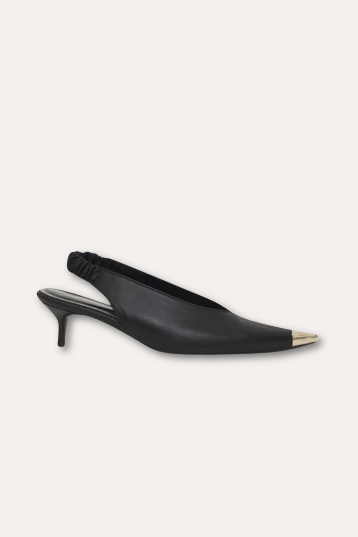 Nina Heels With Metal Toe Cap- Black